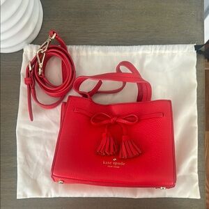 Kate Spade Red Crossbody Bag with Tassel Accents